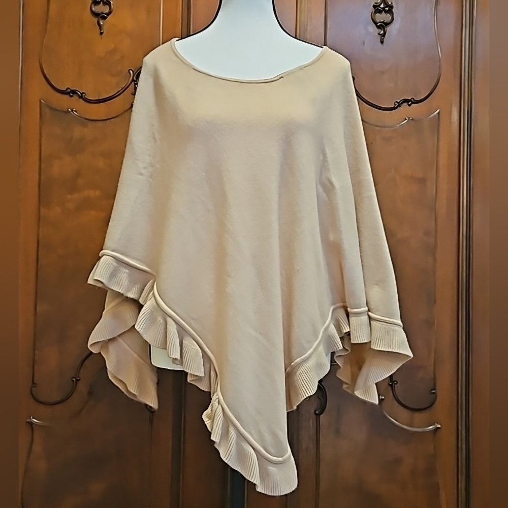 Charlie Paige Pull Over Shawl Ruffles Asymmetrical Pink Blush Cottagecore OS